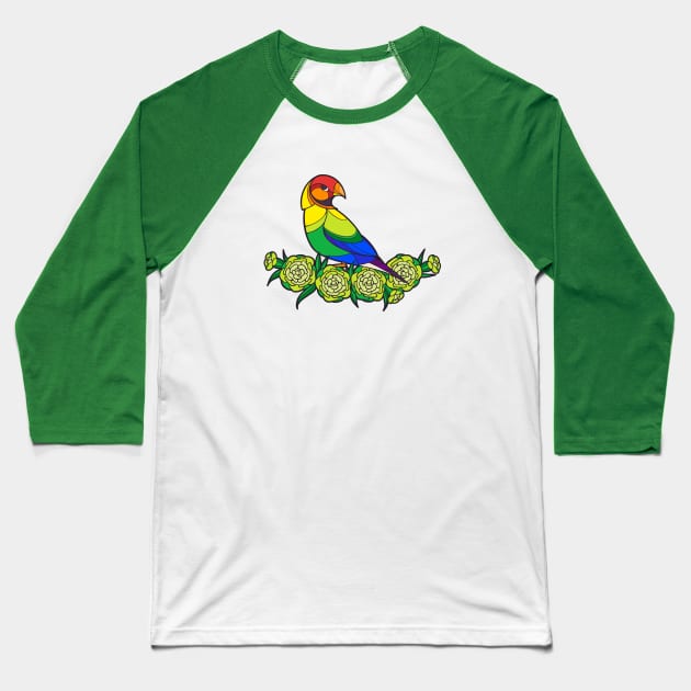 Pride Birds - LGBT Baseball T-Shirt by wanderingkotka